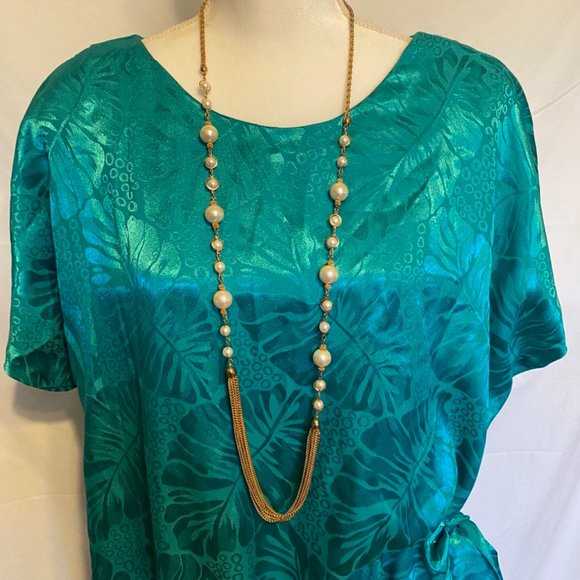 Beautiful! Addition-Elle Green V-Back w/Buttons Belt Polyester Dress ~ Sz. 20.5 - Picture 4 of 11